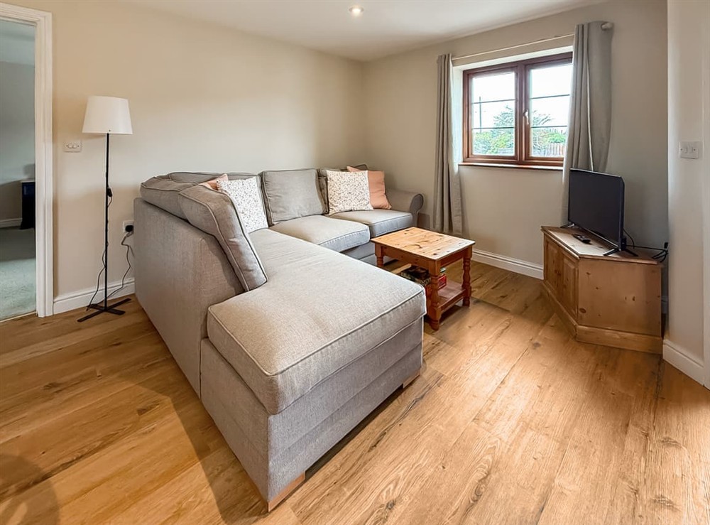 Open plan living space at The Wrens in Stoke St. Gregory, near Taunton, Somerset