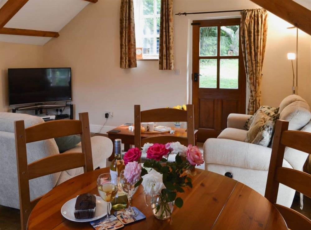 Open plan living/dining room/kitchen at Thimble Cottage in Hartland, North Devon., Great Britain