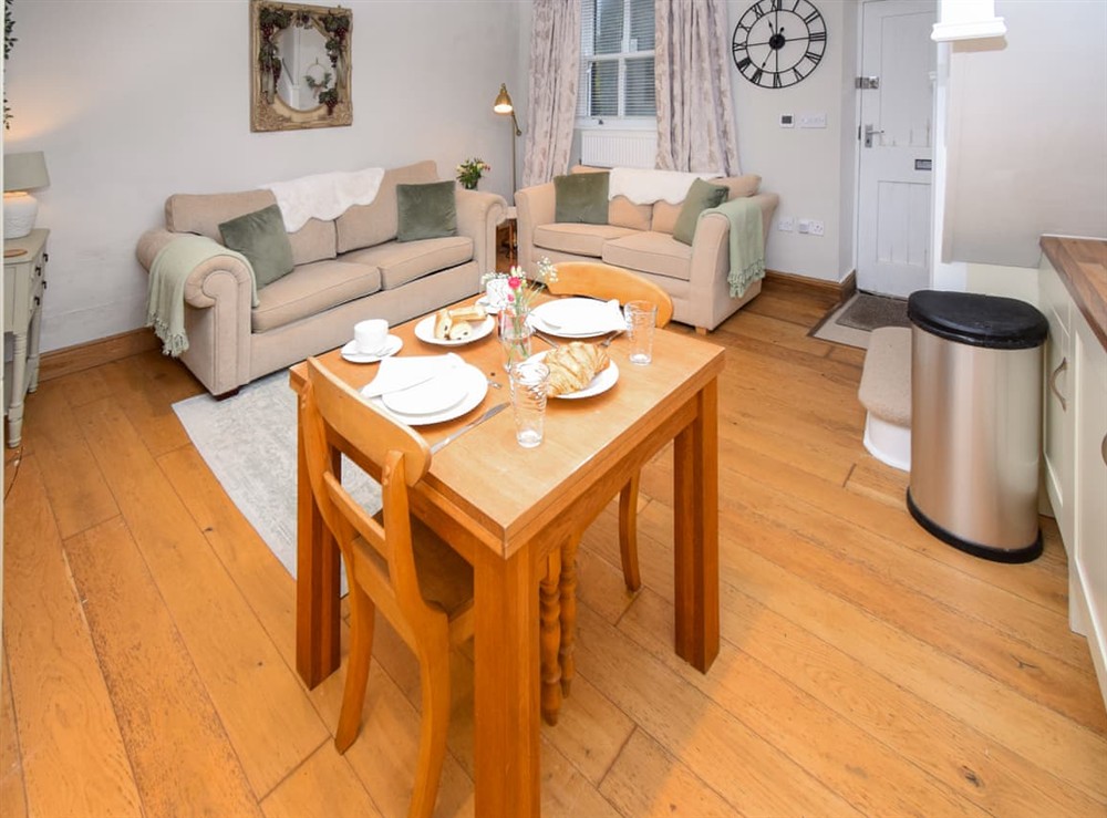 Open plan living space at Thimble Cottage in St Bees, Cumbria