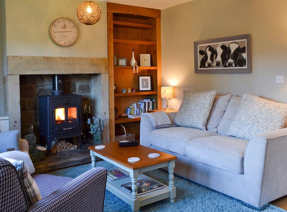 Cosy living area with wood burner (photo 2) at Thistledown Cottage in Great Longstone, near Bakewell, Derbyshire