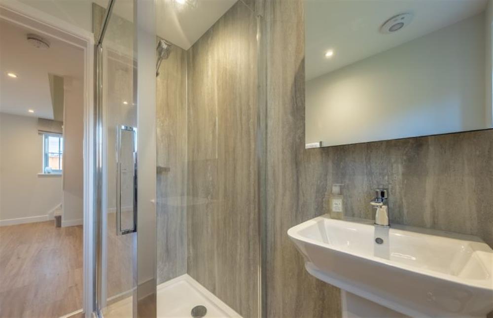 Ground floor: Shower room with wash basin and WC at Thistledown, Thornham near Hunstanton