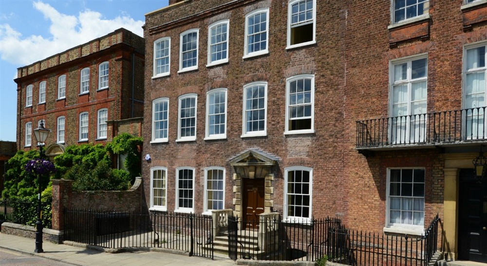 The brick exterior of Wainman House, nr Peckover House, Wisbech, Cambridgeshire at Thorington Hall in Stoke By Nayland, Suffolk