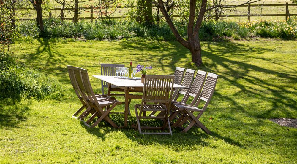 The outdoor seating at Thorington Hall in Stoke By Nayland, Suffolk