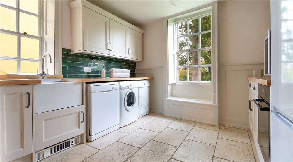 The utility room at Thorington Hall in Stoke By Nayland, Suffolk
