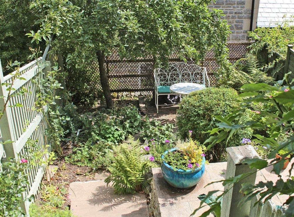 Relaxing garden area at Thorncliffe Cottage in Tideswell, near Bakewell, Derbyshire