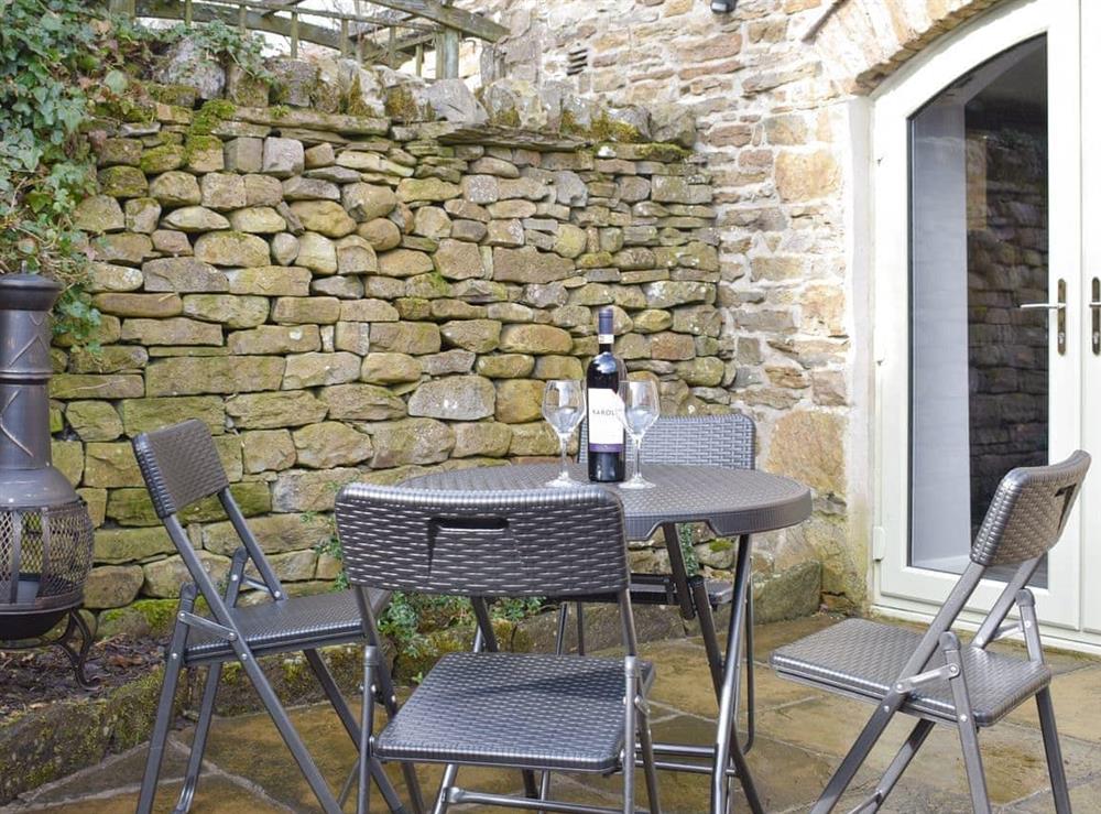 Patio at Thorneymire Cottage in Appersett, near Hawes, North Yorkshire