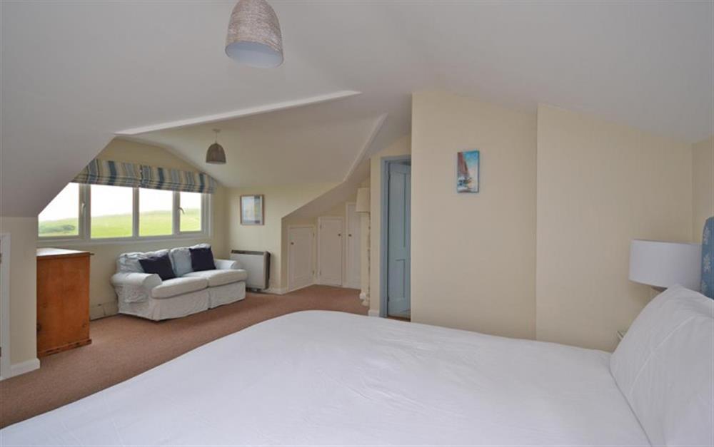 The Master bedroom has fabulous sea views across the golf course at Thorpe Arnold Minor in Thurlestone