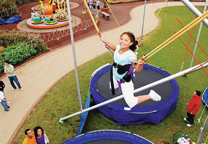 Bungee trampoline at Thorpe Park in Lincolnshire, East of England