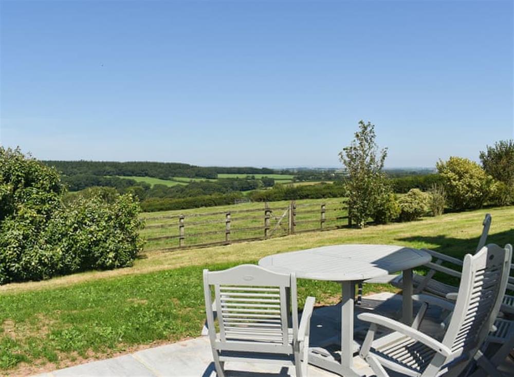 Sitting out area with great views at Three Moors View in Iddesleigh, Devon