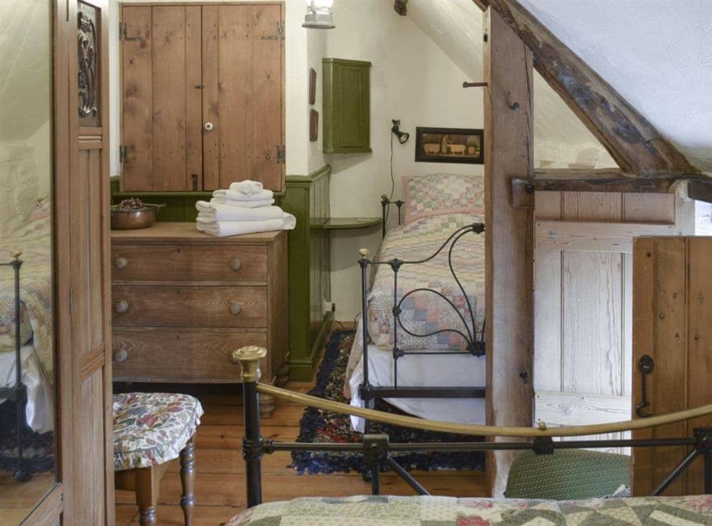 Twin bedroom with ample storage at Threshing Barn in Glaisdale, Nr Whitby, North Yorkshire., Great Britain