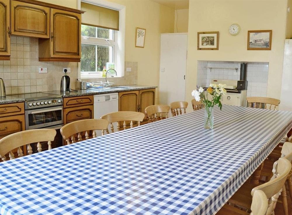 Kitchen with dining area at Thurlibeer House in Launcells, Nr Bude, Cornwall., Great Britain