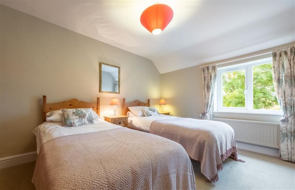 First floor: Bedroom three, twin room at Thyme Cottage, Thornham near Hunstanton
