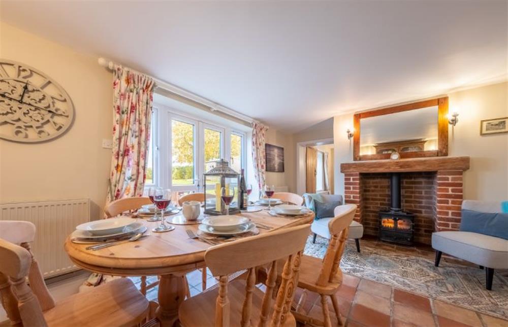 Ground floor: There is seating for six around the dining table at Thyme Cottage, Thornham near Hunstanton