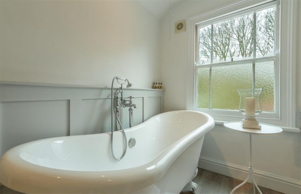 First floor: Enjoy the roll-top bath at Tide Cottage, Overstrand near Cromer
