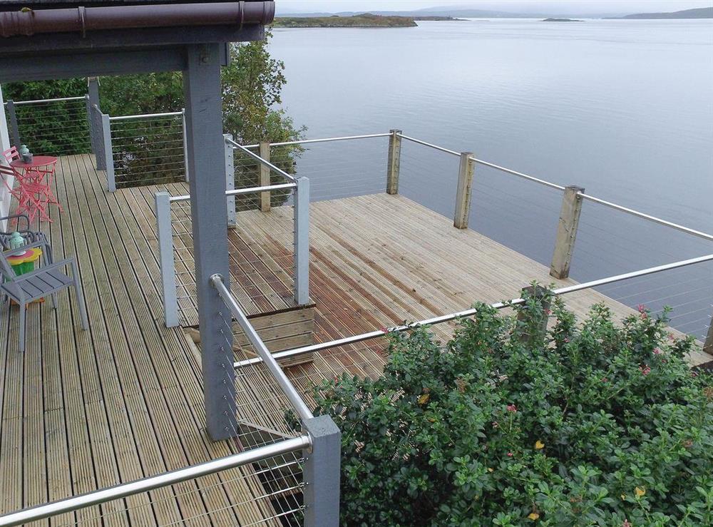Decking area with stunning views at Tidereach in Connel, near Oban, Argyll and Bute, Scotland