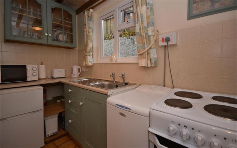 Another view of the kitchen at Tideways Apartment in Looe