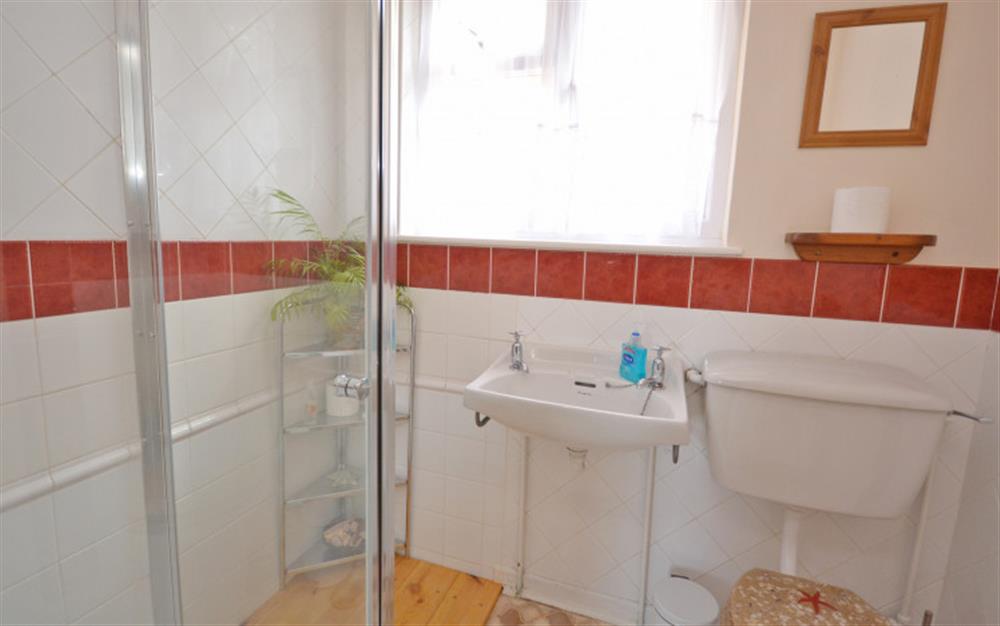 This is the bathroom at Tideways Apartment in Looe
