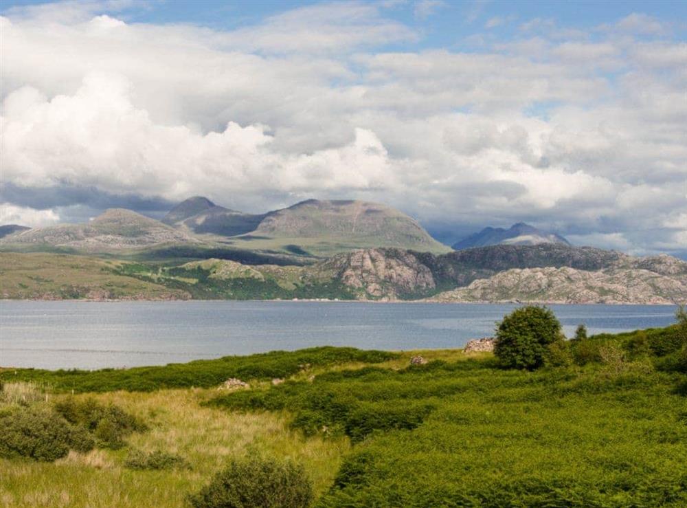 Magnificent, uninterrupted panoramic views of mountains and Loch Torridon at Tigh An Iasgair in Fearnbeg, near Applecross, Ross-Shire