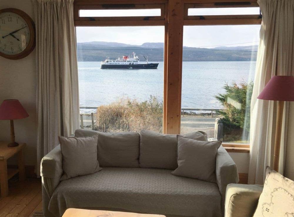 View of Hebridean Princess from lounge at Tigh an Uillt in Strachur, near Inveraray, Argyll