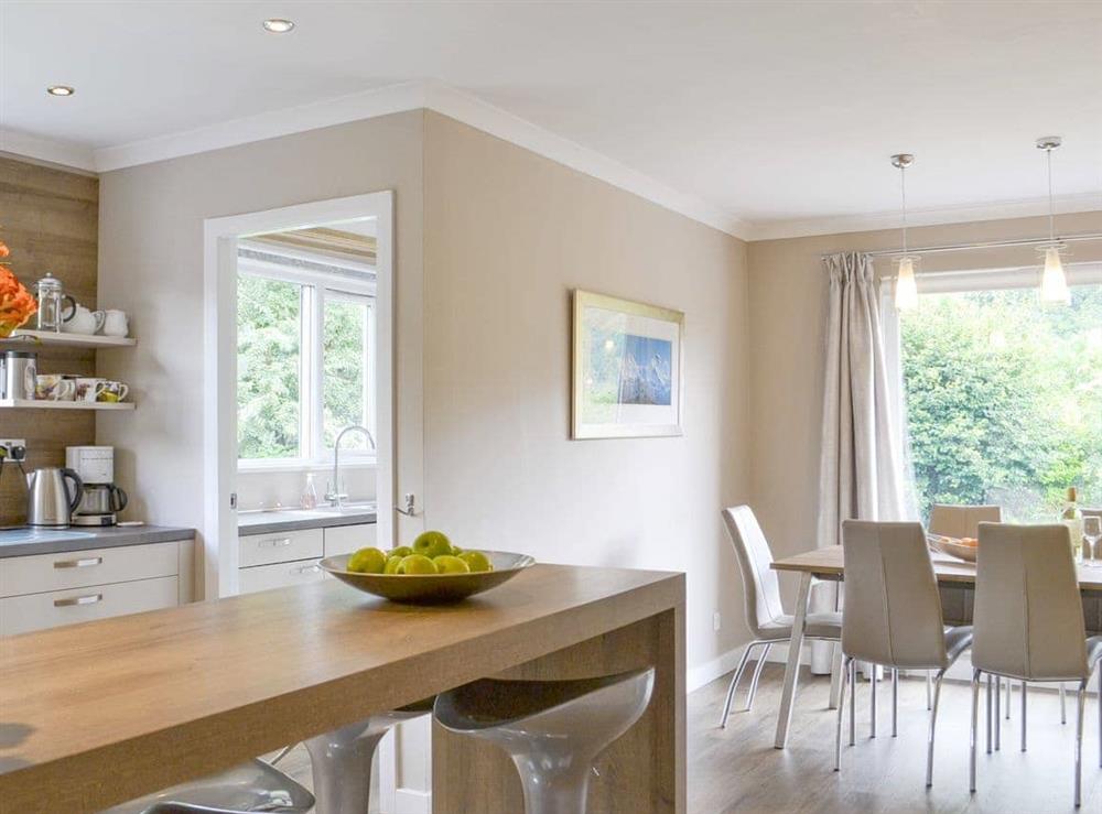 Light and airy kitchen and dining area at Tigh Ban in Glencoe, near Fort William, Lanarkshire