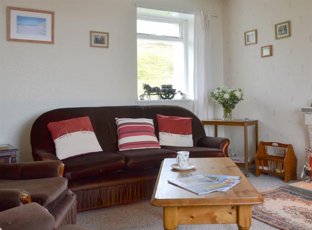 Comfortable living room at Tigh Mairi in Carragrich, near Tarbert, Isle of Harris, Outer Hebrides., Scotland