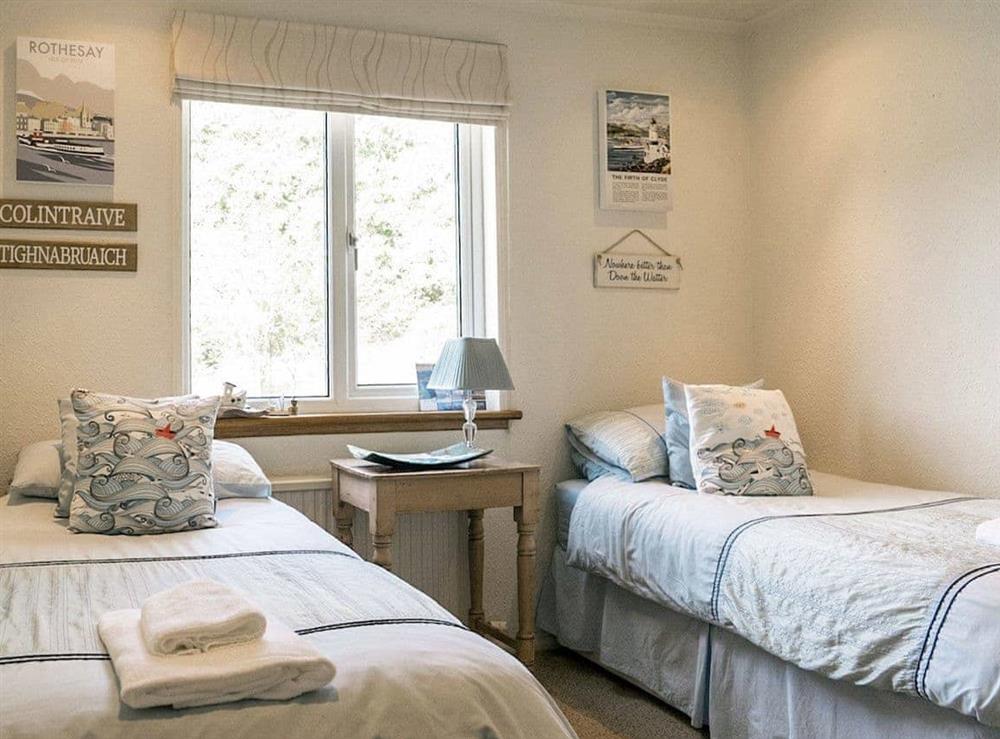 The middle twin bedroom - also with views of the sea at Tigh-na-Creige in Colintraive, Argyll., Great Britain