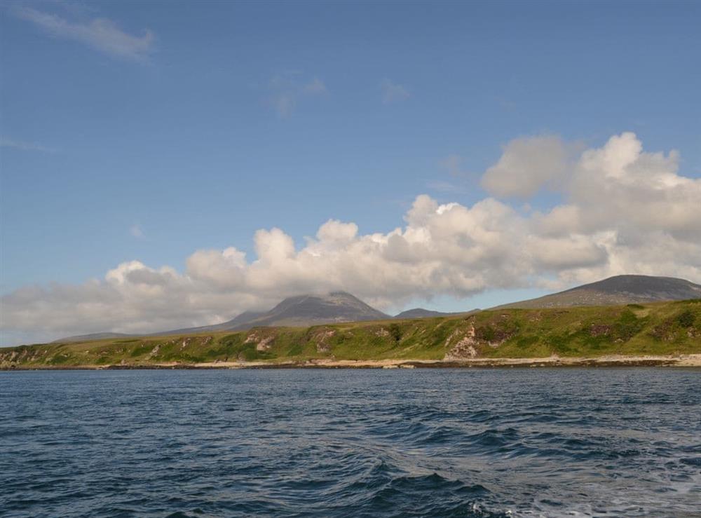 View of the island from the ferry at Tigh na Maraiche in Isle of Jura, Scotland