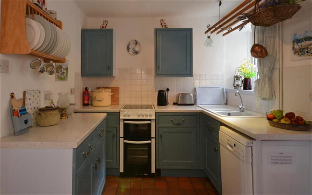 The well equipped kitchen. at Tinsey Cottage in Beesands