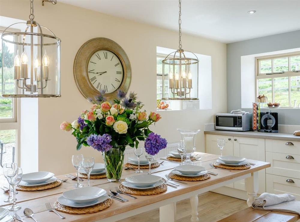 Light and airy dining space at Tissington Ford Barn in Bradbourne, Derbyshire