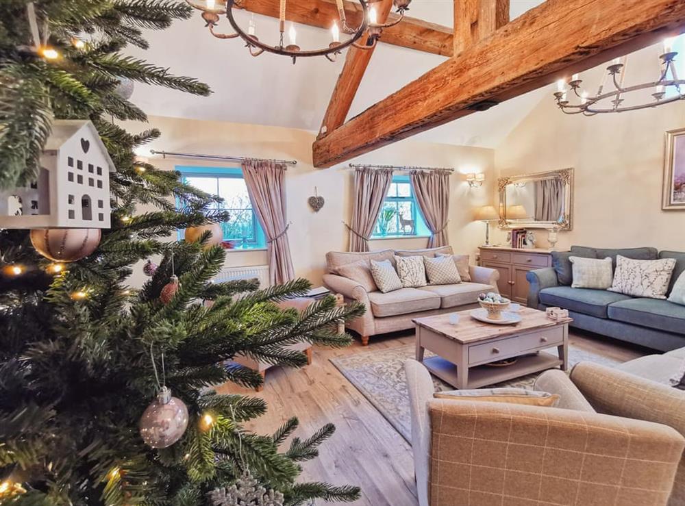 Seasonal decor in the living room (photo 2) at Tissington Ford Barn in Bradbourne, Derbyshire