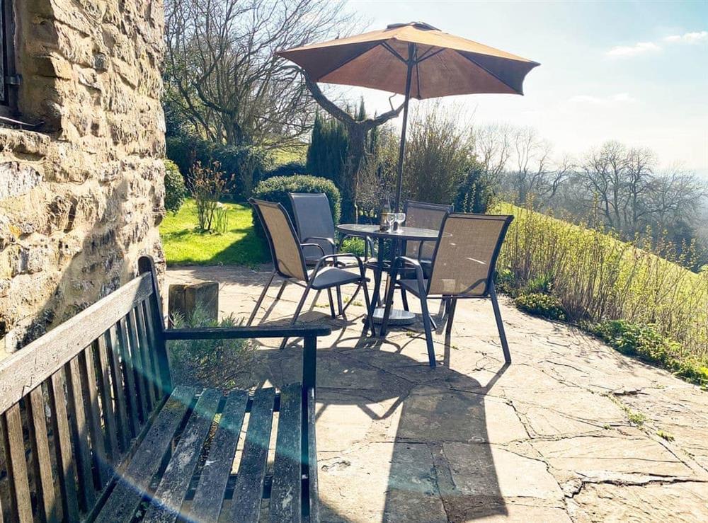 Patio at Titchbourne Cottage in Clee St Margaret, near Ludlow, Shropshire