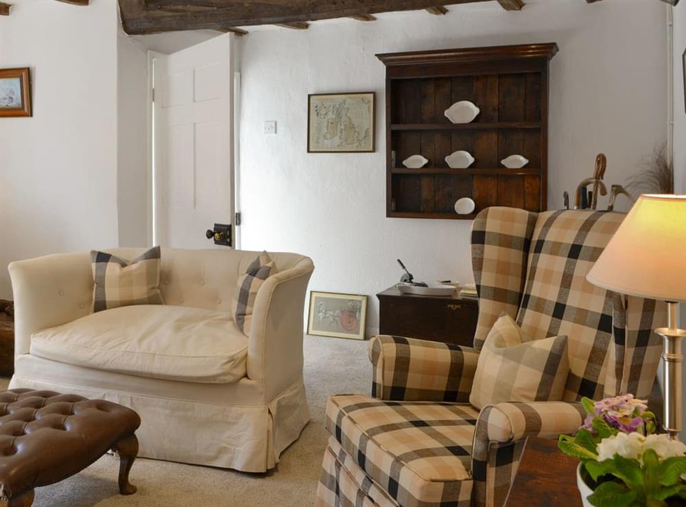 Exposed wood beams throughout the living room at Toad Hall in Helmsley, North Yorkshire