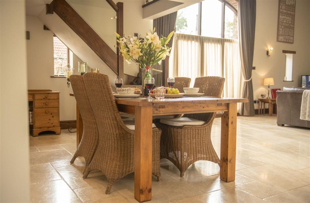 The dining area seating up to six guests at Tockwith Lodge Barn, York