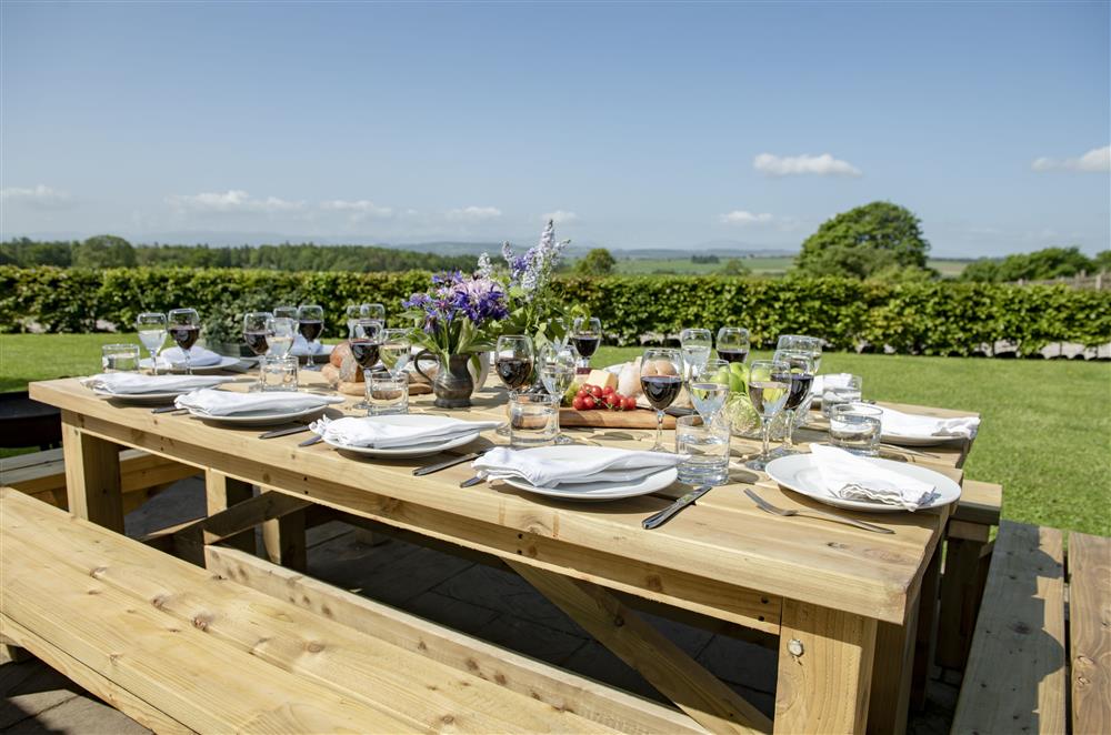 Alfresco dining with spectacular countryside views at Todd Hills Hall Farmhouse and Vale Croft, Melmerby