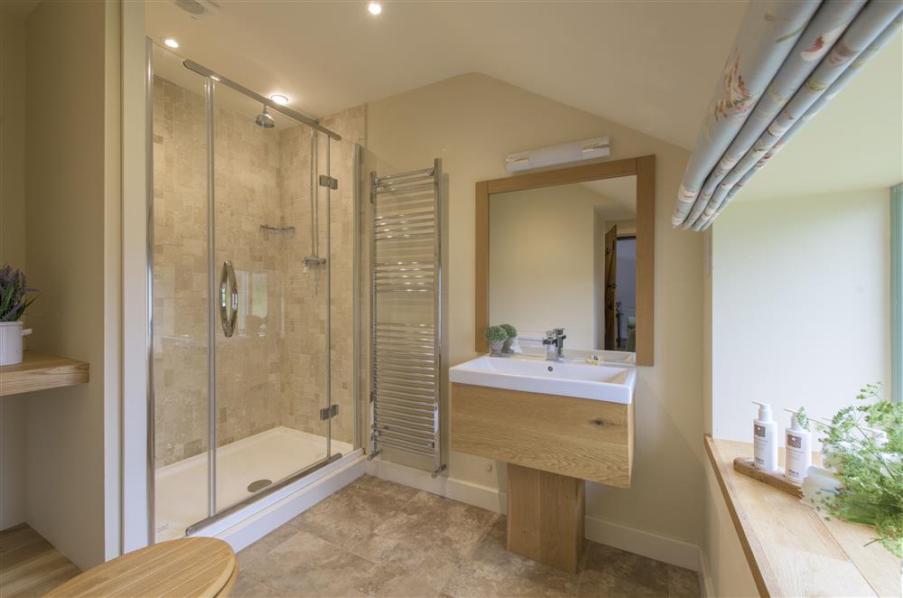 En-suite shower room belonging to Bedroom five at Todd Hills Hall Farmhouse and Vale Croft, Melmerby