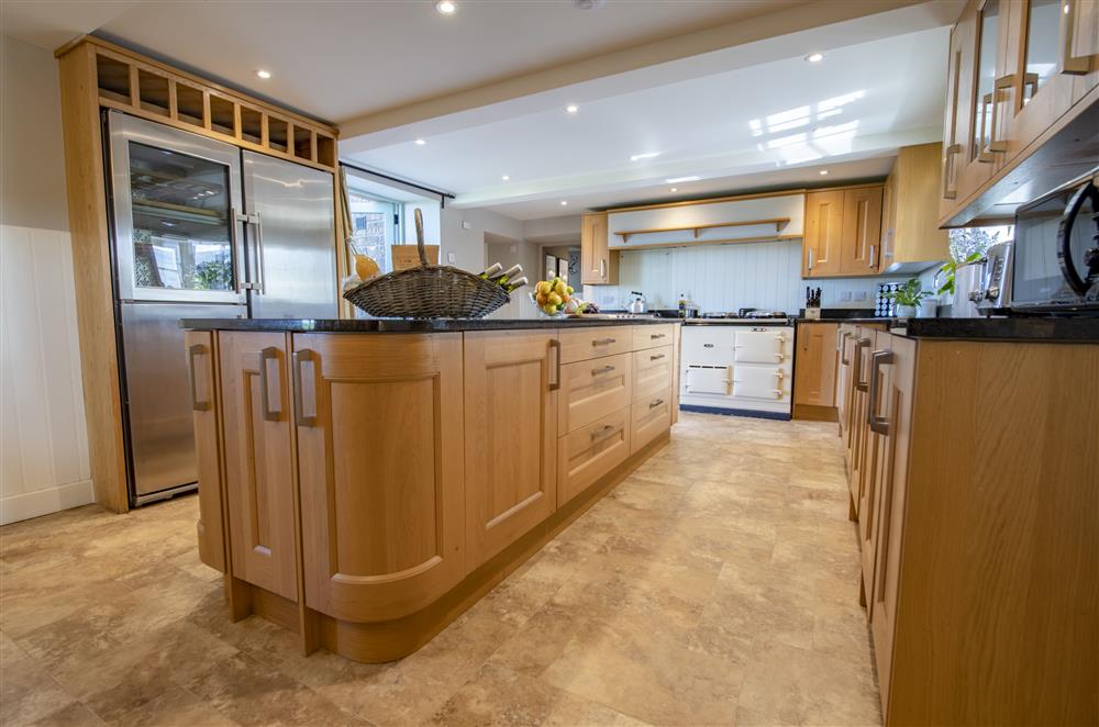 Vast granite topped island in the kitchen at Todd Hills Hall Farmhouse and Vale Croft, Melmerby
