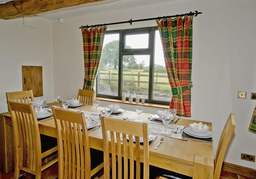 Dining room at Tomfields Cottage in Kingsley Moor, Staffordshire