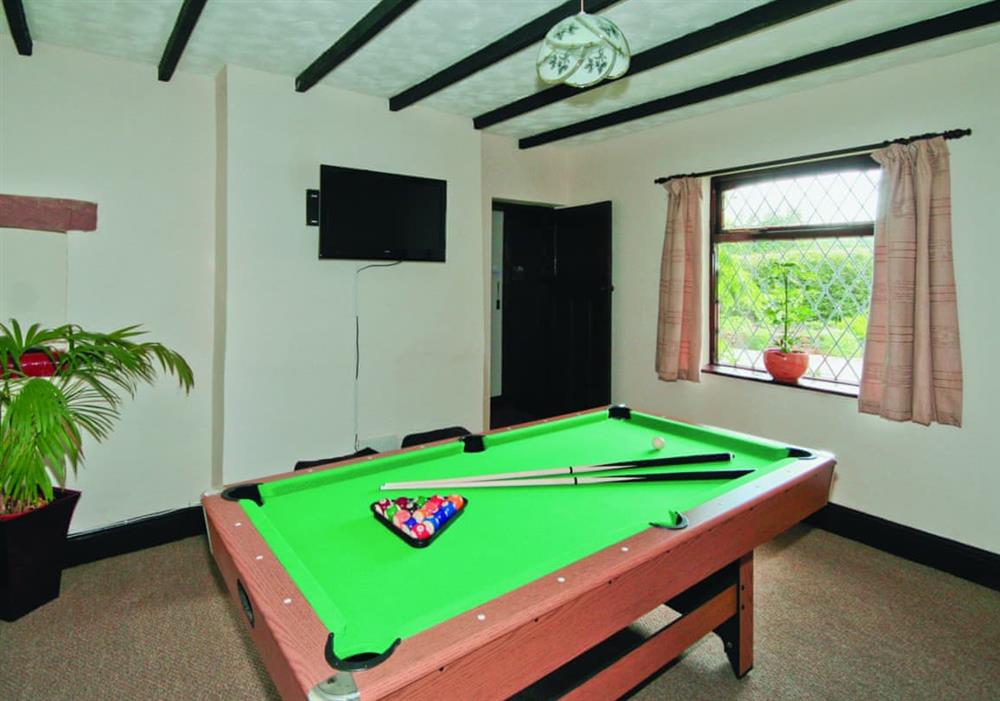 Games room at Tomfields Cottage in Kingsley Moor, Staffordshire