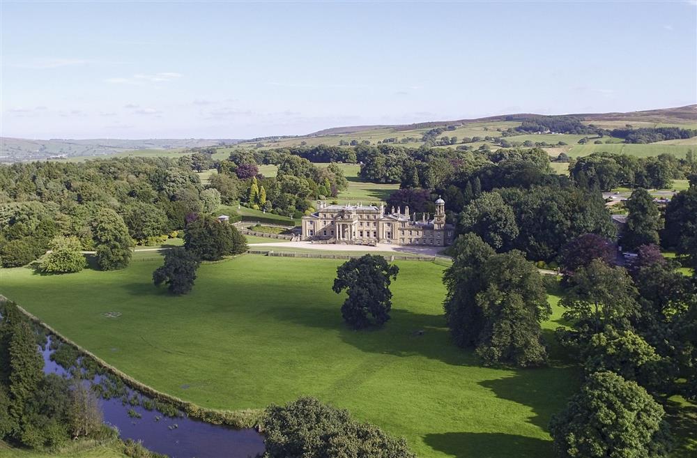 Top Lodge is nestled in the  trees to the right of Broughton Hall