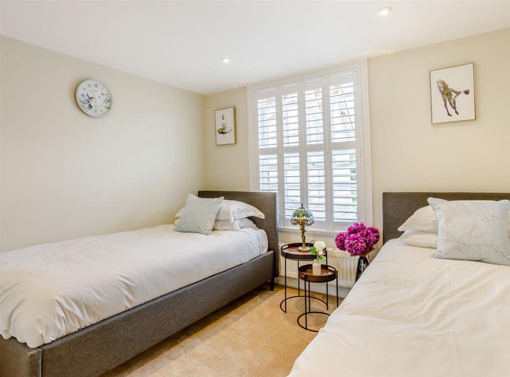 Twin bedroom at Toppesfield Hall in Halstead, Essex