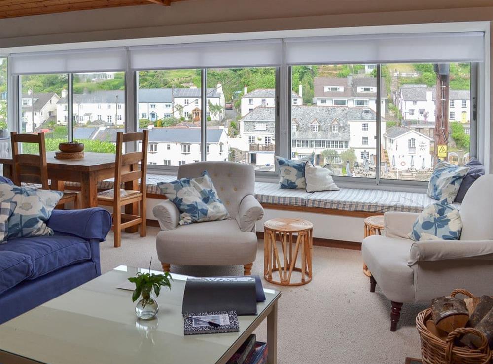 Spacious and airy living space with commanding view over the creek at Topsail in Noss Mayo, South Devon., Great Britain