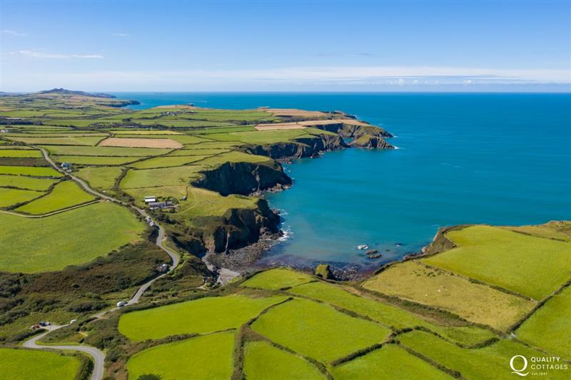 Aerial View of the bay at Trefin at Torbant Fach, Trefin