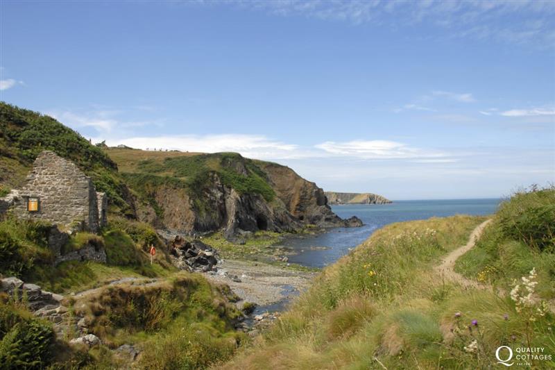 Coast Path at nearby Trefin is overlooked by the old mill at Torbant Fach, Trefin