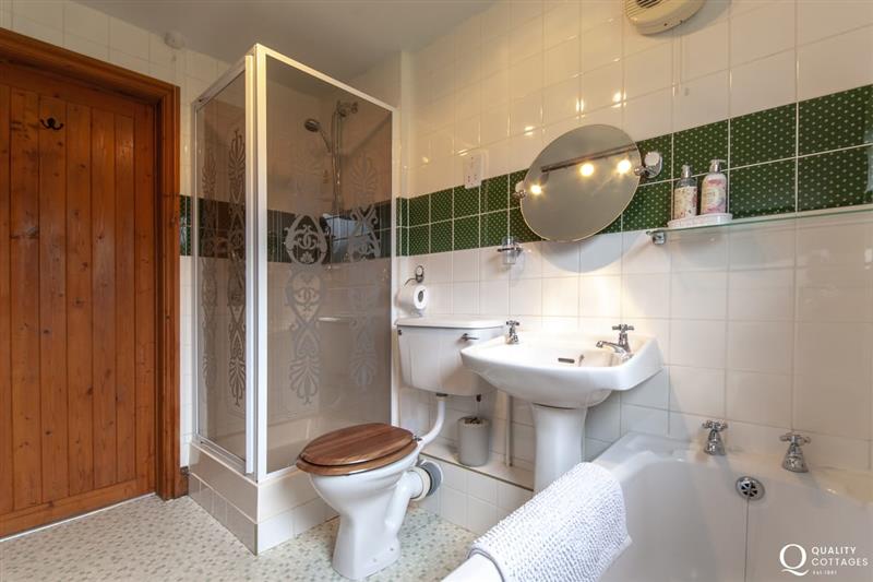 Ground floor bathroom with separate shower at Torbant Fach, Trefin