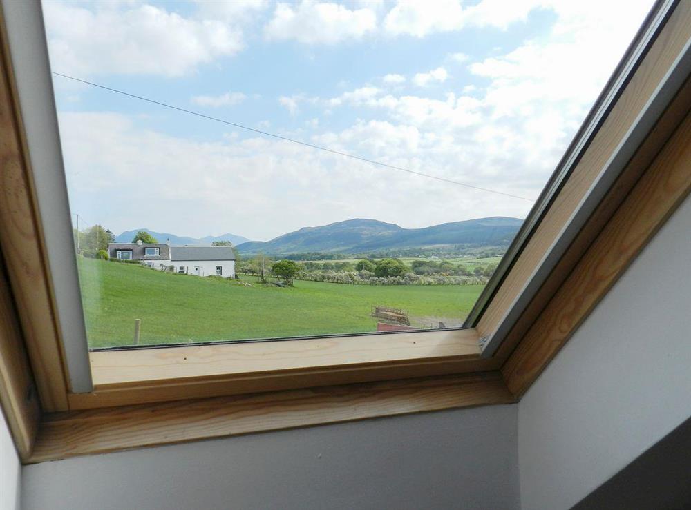 Stunning views from the bedroom at Torbeg Farm Cottage in Torbeg, near Blackwaterfoot, Isle of Arran, Scotland
