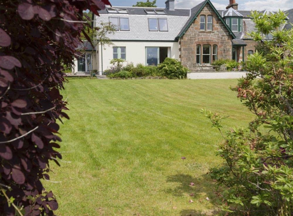 Large lawned garden at Torfern in Corpach, near Fort William, Inverness-Shire