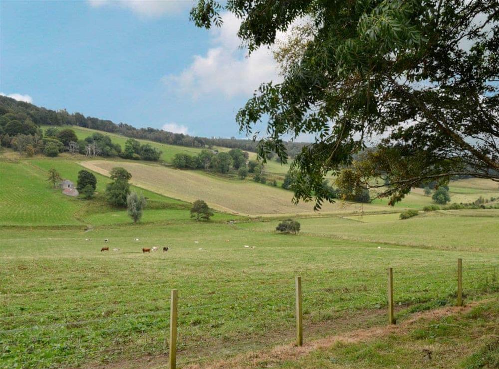 Splendid views acroos the rolling countryside at Tornahatnach in Glenkindie, near Alford, Aberdeenshire