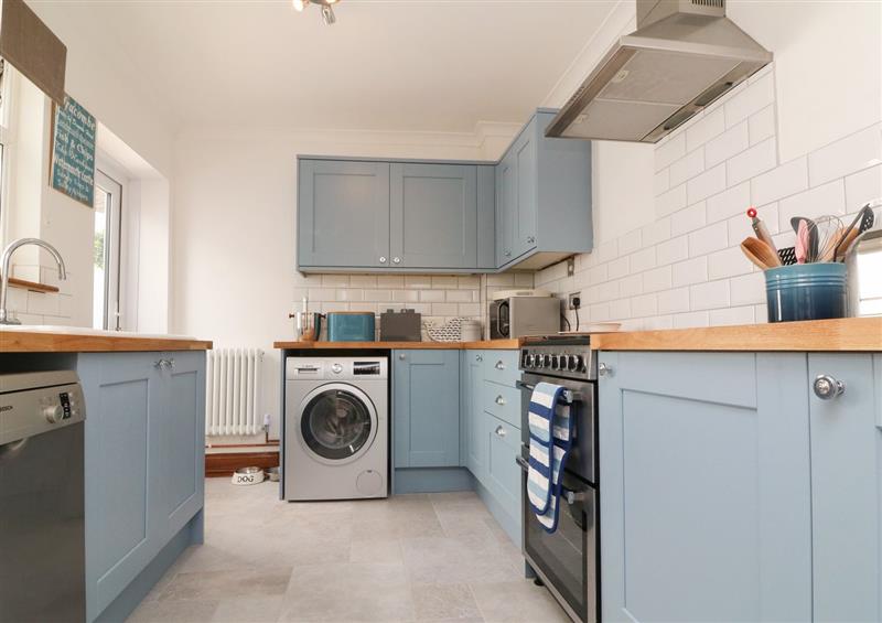 This is the kitchen at Torrs Walk View, Ilfracombe