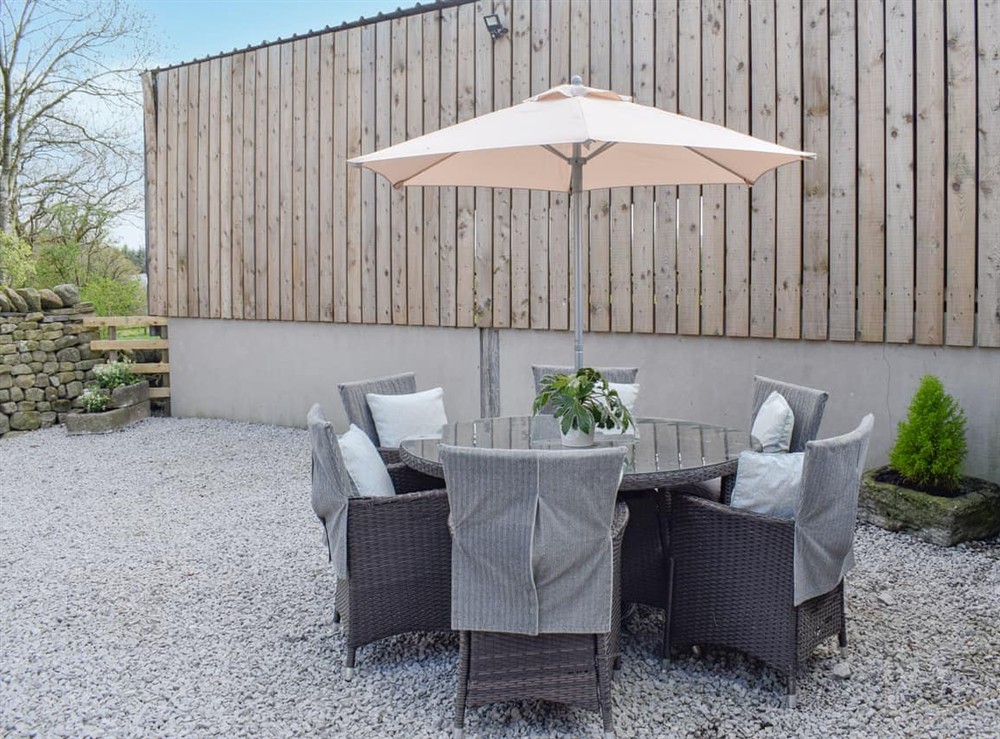 Sitting-out-area at Tosside Fold Farm Cottage in Tosside, North Yorkshire
