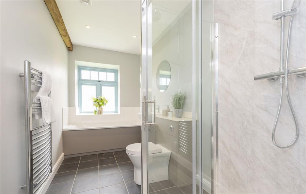 Family bathroom with separate shower at Tothery Cottage, Hooke